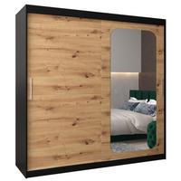 SCHWEBETÜRENSCHRANK 200/200/62 2-türig - Silberfarben/Schwarz, Holz/Kunststoff (200/200/62cm) - Abiks Möbel