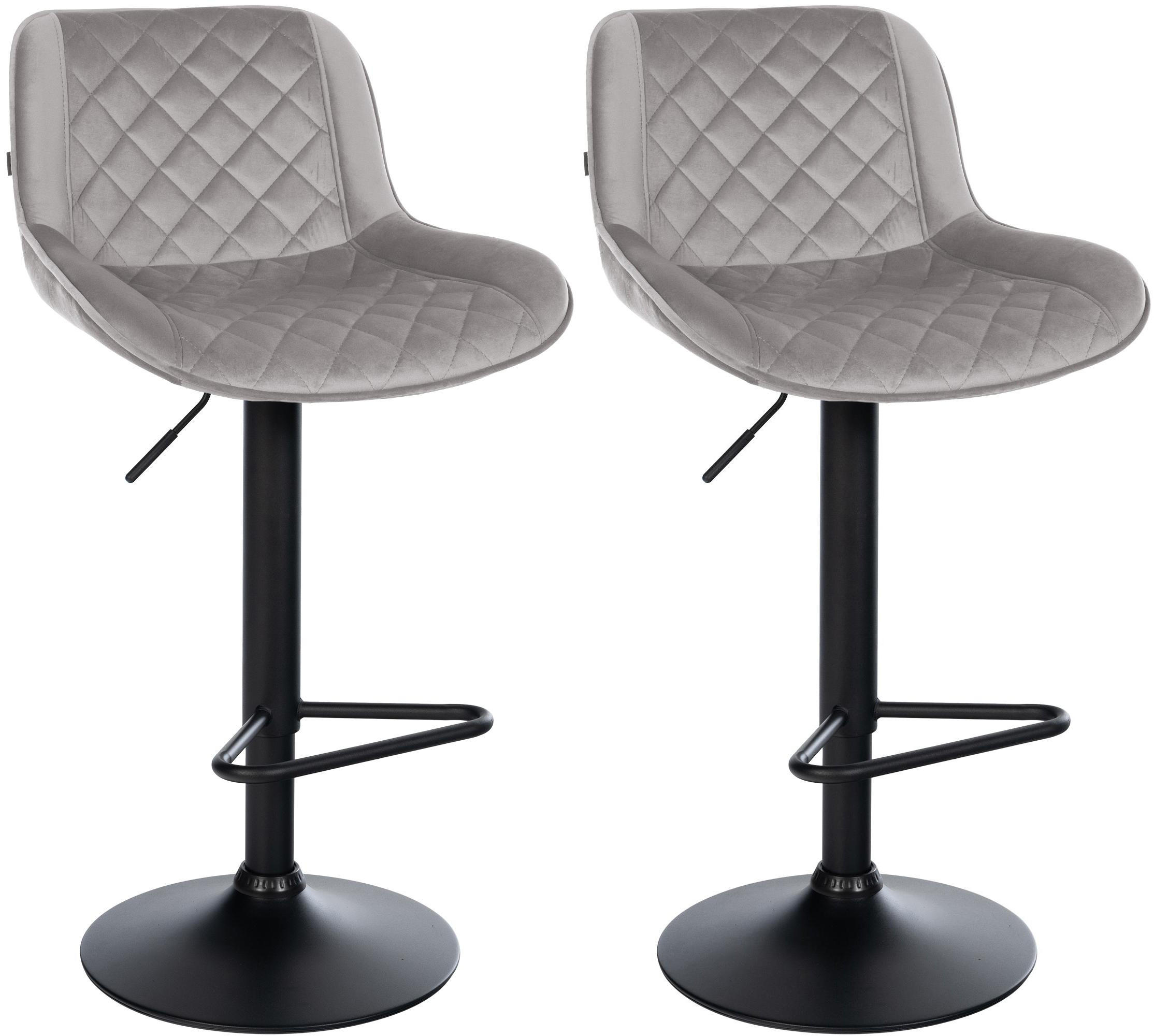 BARHOCKER 2er Set Samt Grau - Schwarz/Grau, Textil/Metall (50/84/52cm) - CLP