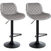 BARHOCKER 2er Set Samt Grau - Schwarz/Grau, Textil/Metall (50/84/52cm) - CLP