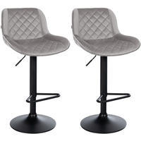 BARHOCKER 2er Set Samt Grau - Schwarz/Grau, Textil/Metall (50/84/52cm) - CLP