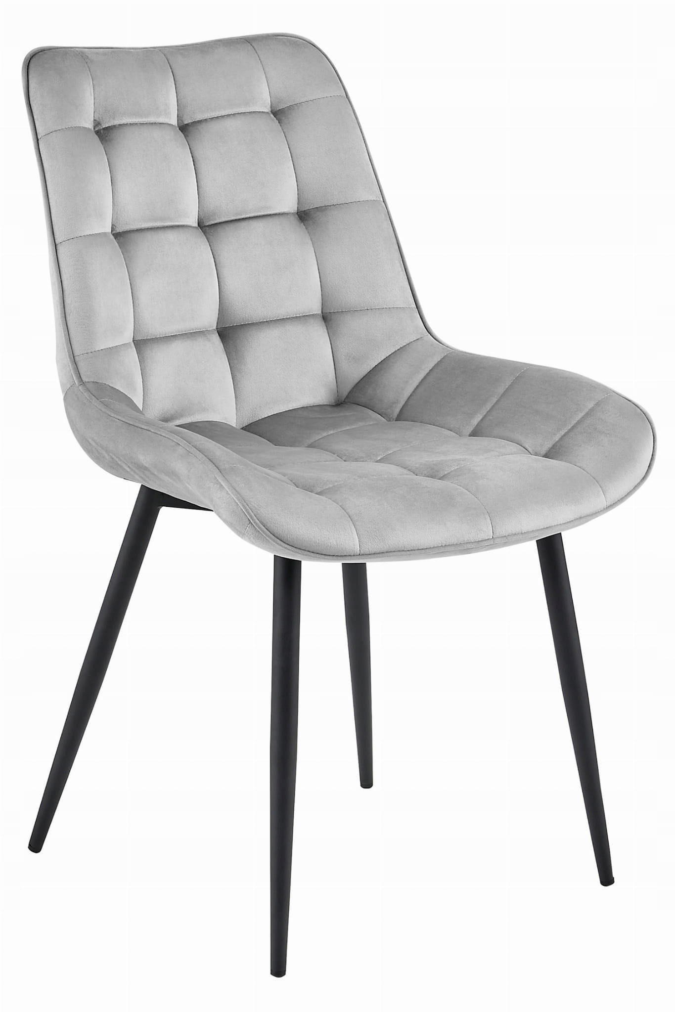 STUHL BARDI 1 Stück, Silbergrau, Schwarz, mit Samtstoff gepolstert - Anthrazit, Textil/Metall (48/93/56cm) - Komodee