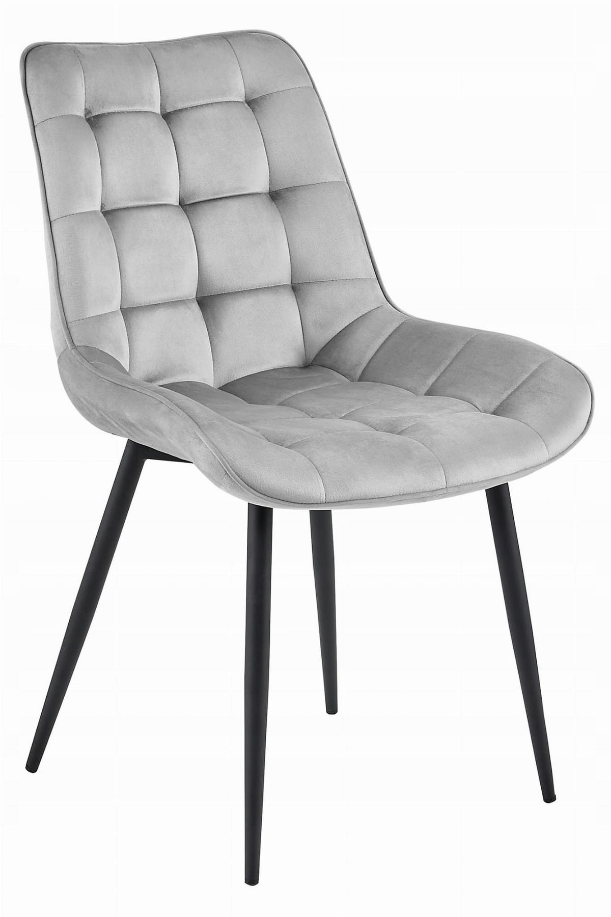 STUHL BARDI 1 Stück, Silbergrau, Schwarz, mit Samtstoff gepolstert - Anthrazit, Textil/Metall (48/93/56cm) - Komodee