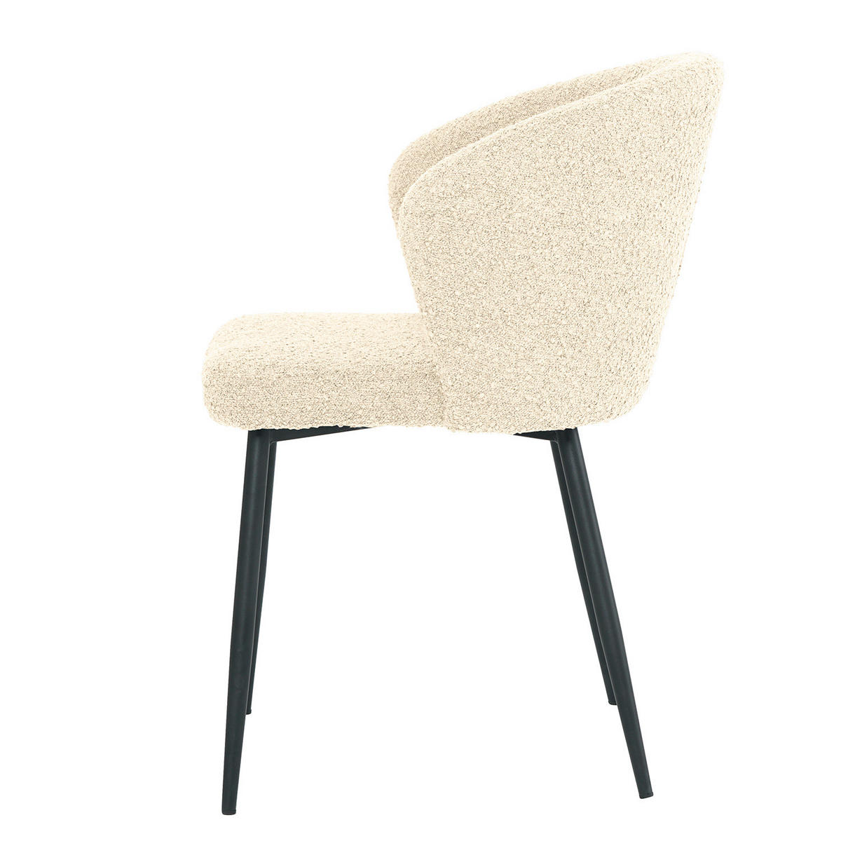 POLSTERSTUHL - Bouclé / Eisen, 2er-Set - Creme/Schwarz, Textil (57/80/60cm) - home24