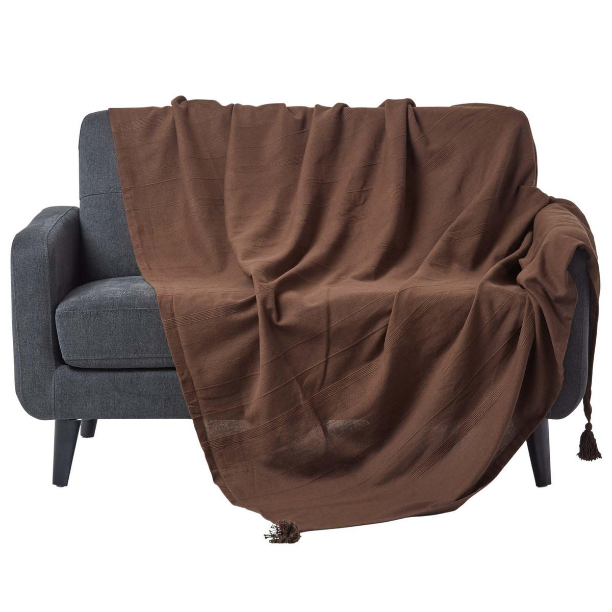 ÜBERWURF Rajput 225/255 cm, 100% Baumwolle - Braun, Textil (225/255cm) - Homescapes