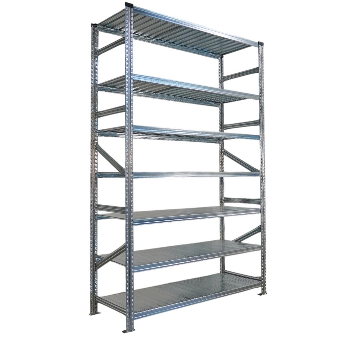 FACHBODENREGAL Proximo Stecksystem 250x450x60cm 7 Ebenen Beidseitig nutzbar Verzinkt - Silberfarben, Metall (450/250/60cm) - PROREGAL