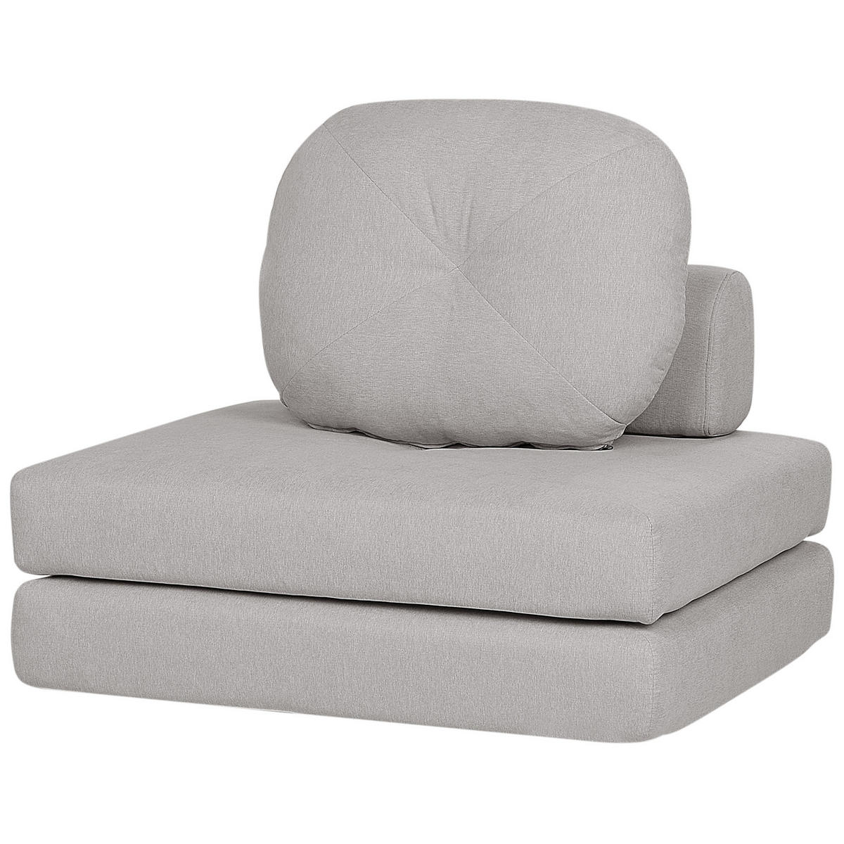 1-SITZER BODENSOFA Stoff hellgrau mit Schlaffunktion Olden - Grau, Textil (81/54/91cm) - Beliani