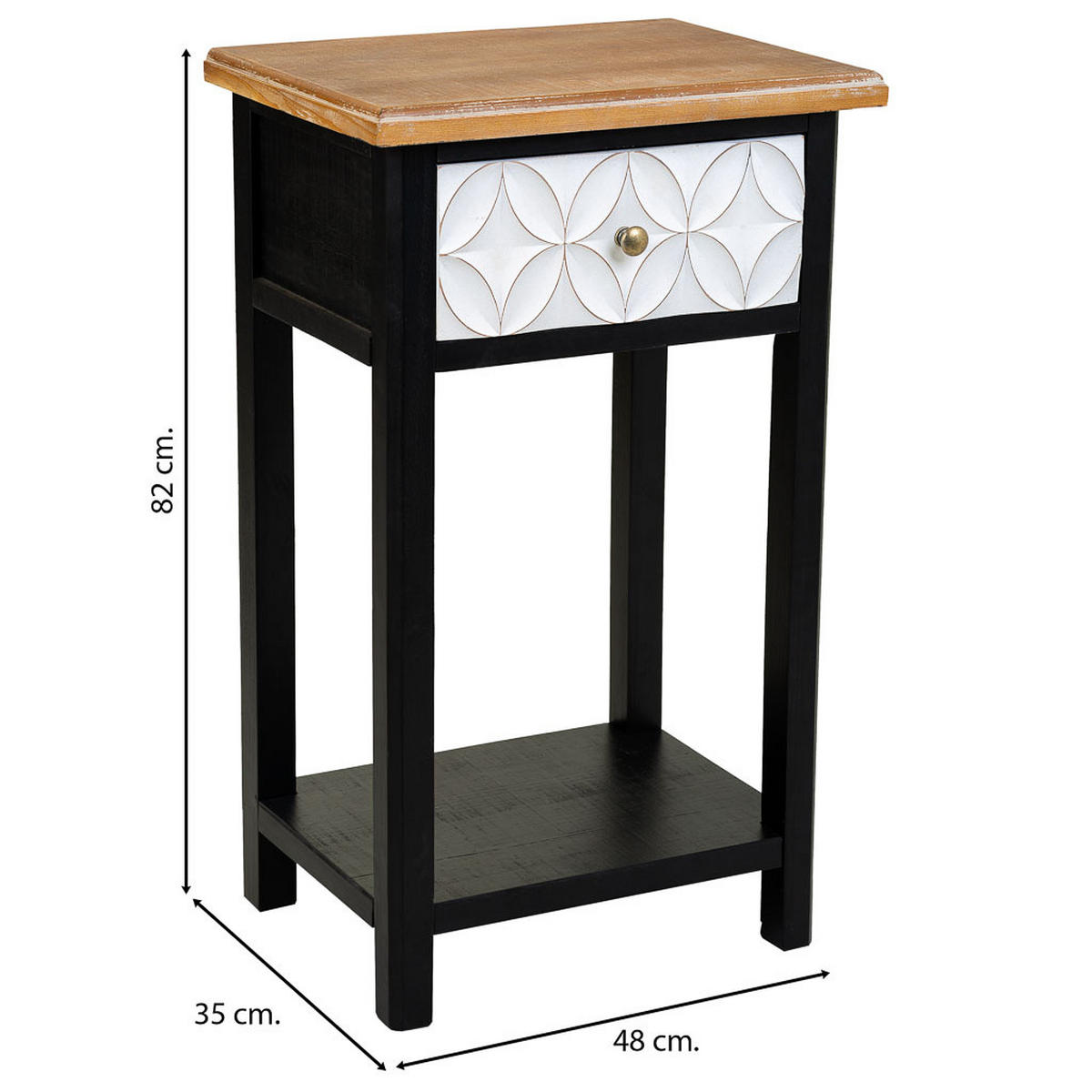 NACHTTISCH aus Holz, 48x35x82cm - Schwarz, Holz (48/82/35cm) - Wanderlust