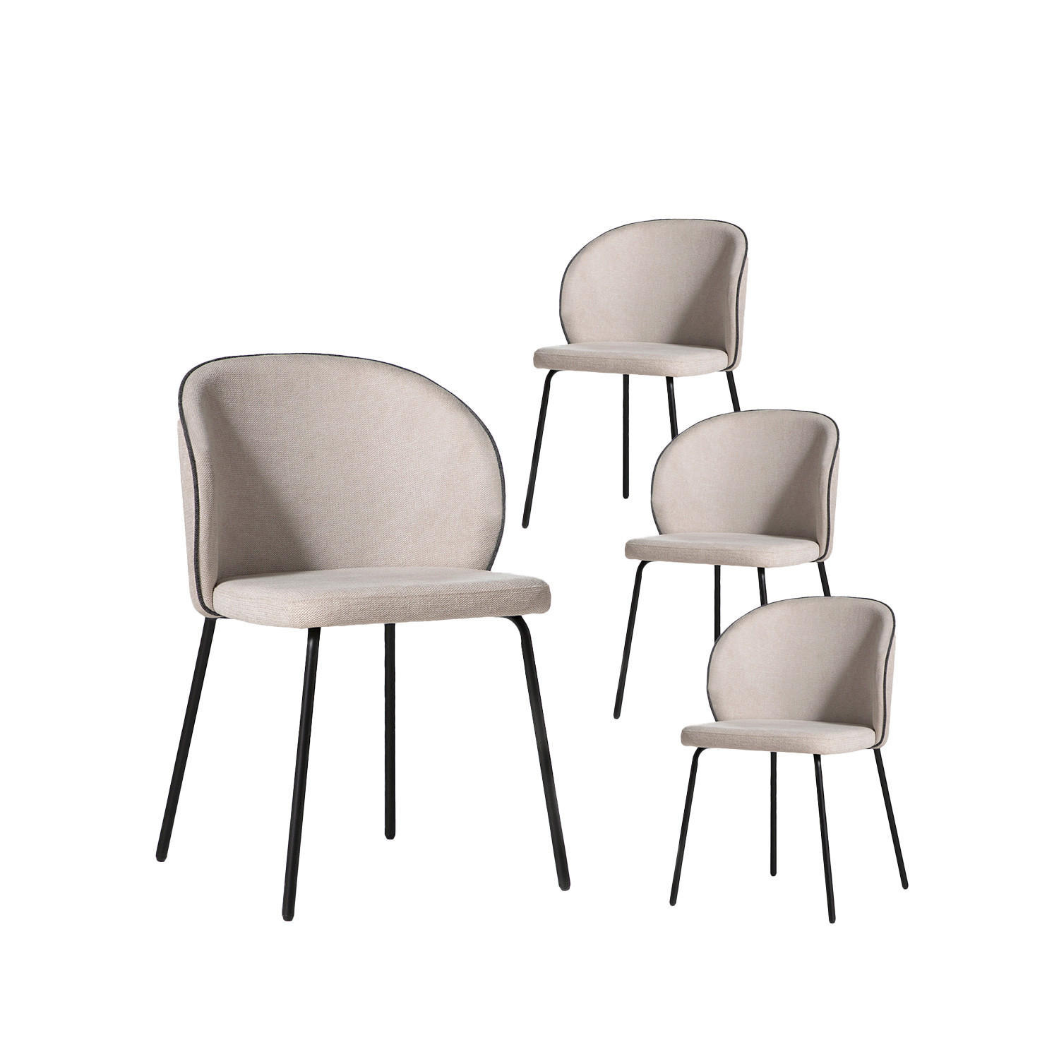 ESSZIMMERSTUHL Norah Beige 49 cm x 80 cm 4er-Set - Beige, Textil (49/80/56cm) - Klast Home