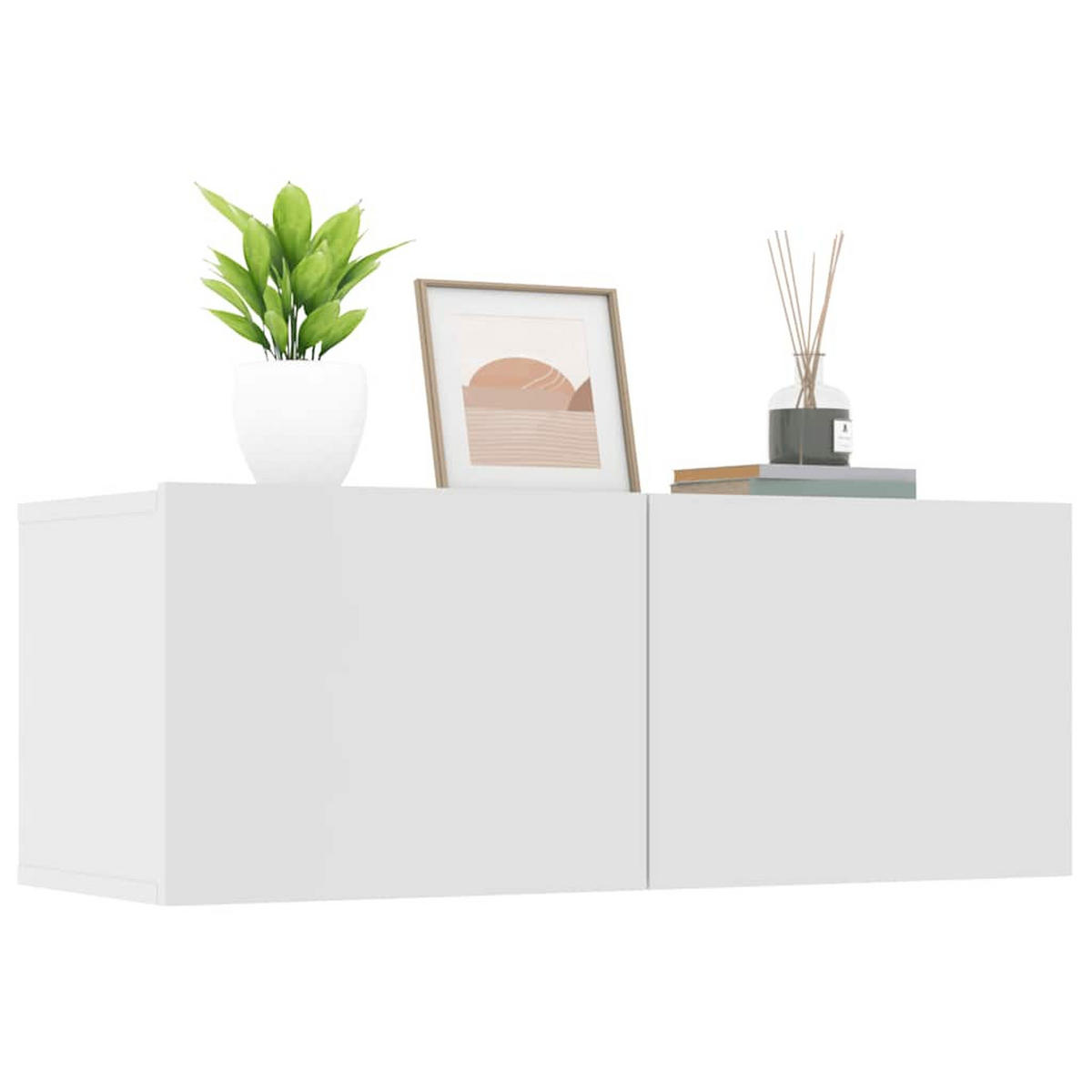 LOWBOARD 2 Stk. mit 2 Fächern 80/30/30 cm aus Holzwerkstoff in Weiß - Weiß, Holz (80/30/30cm) - vidaXL