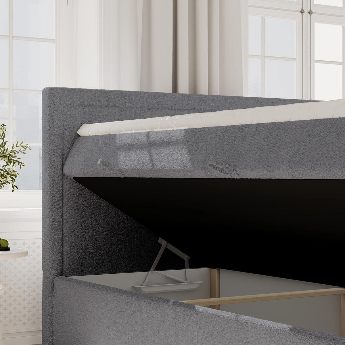 BOXBETT Jodan 200/200 cm Anthrazit im Baloo Stoff - Anthrazit/Schwarz, Holz/Holzwerkstoff (200/200cm) - AltaBeds