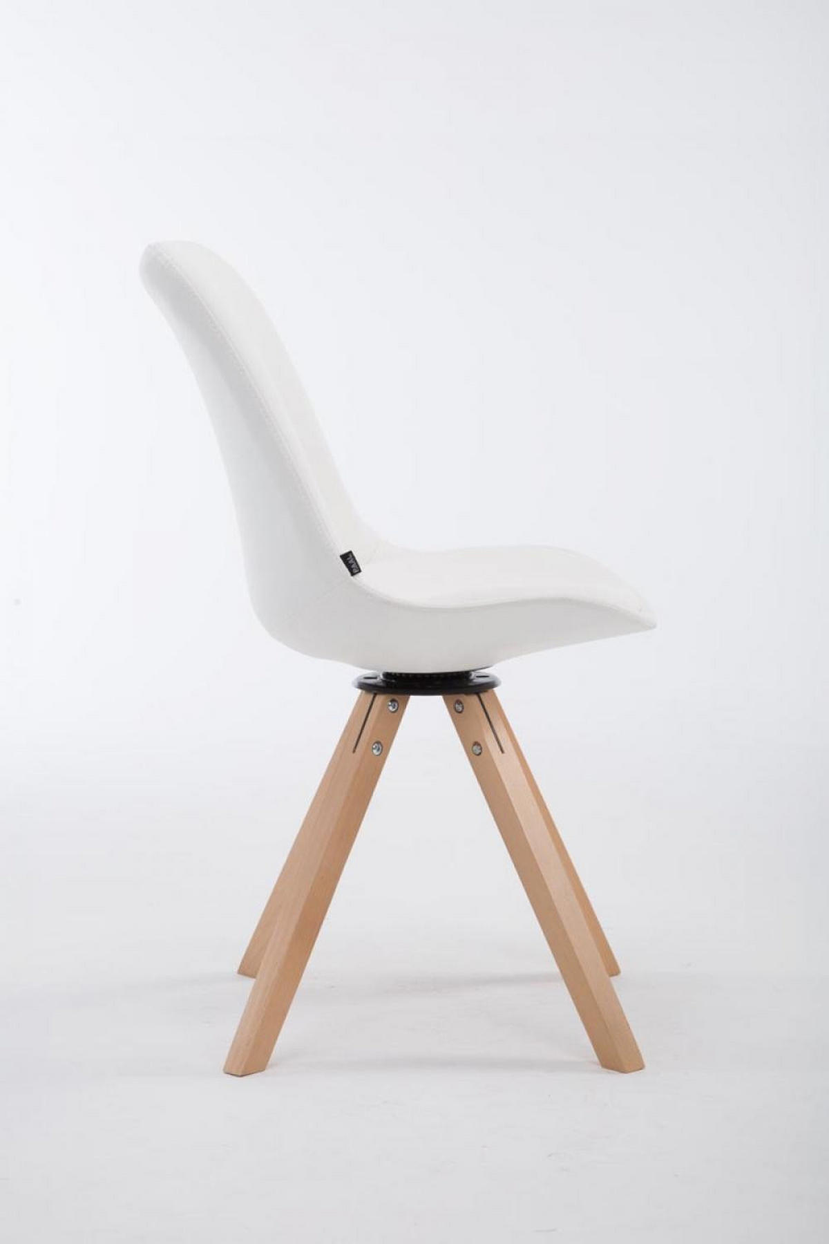 STUHL Lederlook Weiß - Eukalyptusholzfarben/Weiß, Holz/Textil (48/84/56cm) - CLP