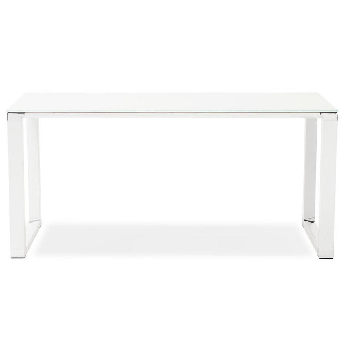 GLASSCHREIBTISCH Verchromt Mit Kufengestell Modern KERIX, Weiß 160x80x73 cm - Weiß, Glas/Metall (80/160/73cm) - KADIMA DESIGN