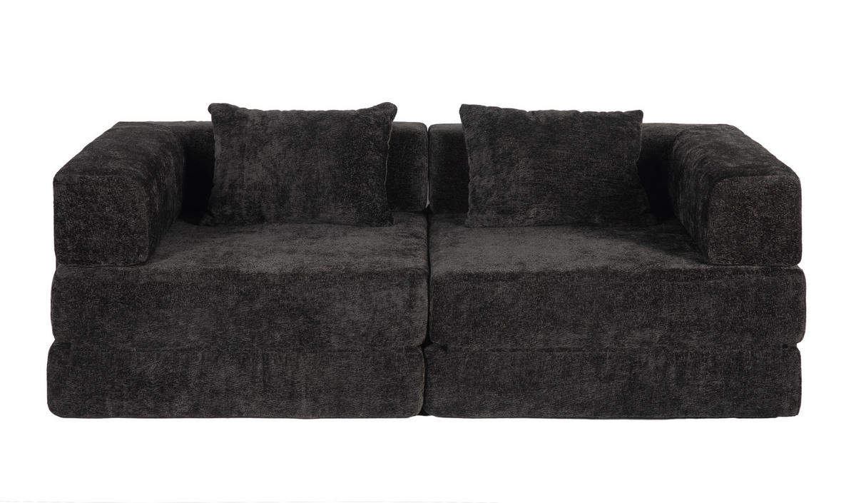 SCHLAFSOFA 2-in-1 faltbar ohne Montage, DE-42526, Schwarz - Schwarz, Textil (200/63/100cm) - ComfortXL