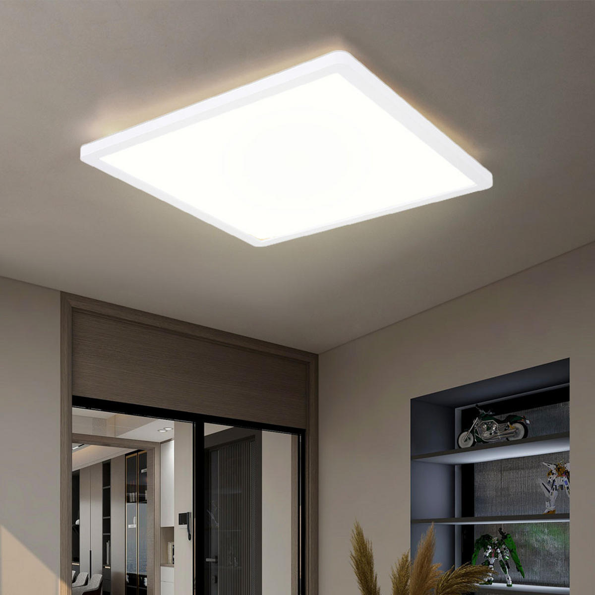 LED DECKENLEUCHTE Metall Weiß - Weiß, Kunststoff (42/42/2.5cm)