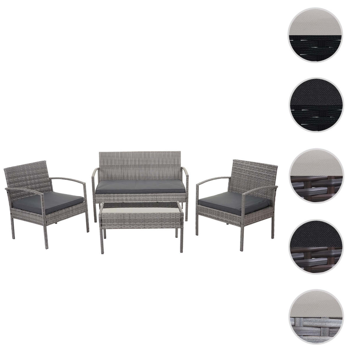 POLY-RATTAN GARNITUR Grau, Anthrazit - Anthrazit/Grau, Kunststoff - MCW