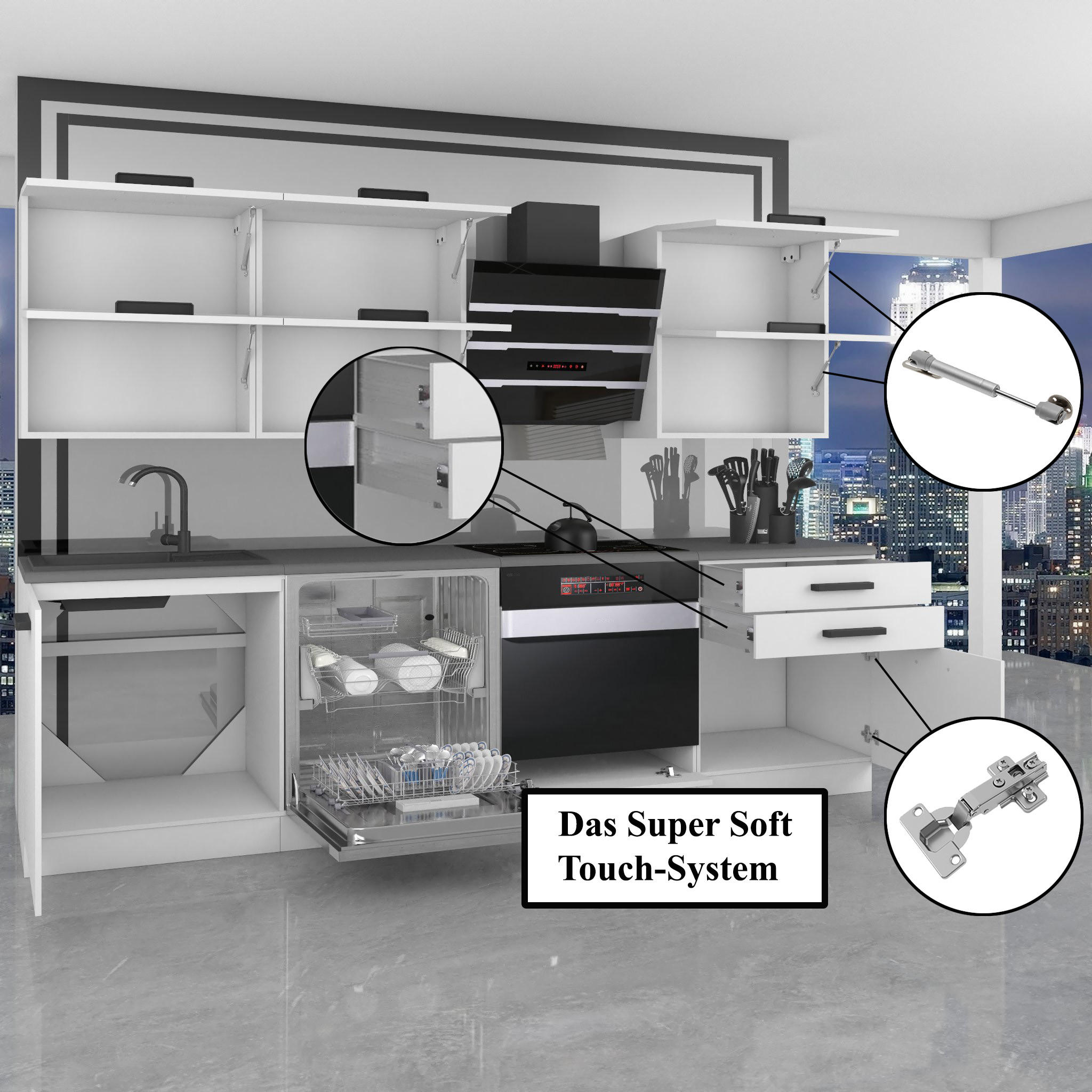 Thumbnail - B Belini Group Küche, Schwarz Hochglanz, Holz, L-Form, 360x204x60 cm, Küchen, Eckküchen, Eckküchen ohne Geräte