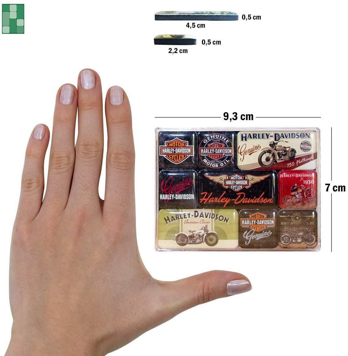 MAGNETSET 9-teilig Harley-Davidson Bikes - Multicolor, Metall (9/7/2cm) - Nostalgic-Art