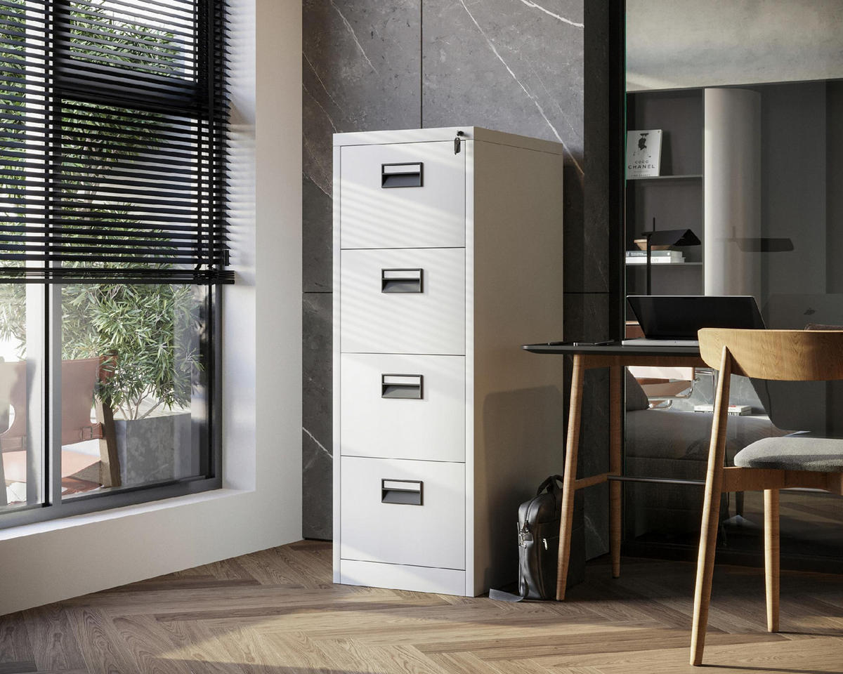 AKTENSCHRANK mit 4 Schubladen SARA V4, 460 x 1320 x 620 mm, grau - Grau, Metall (46/132/62cm) - Jan Nowak