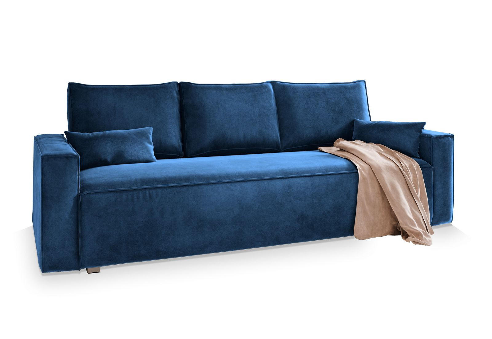 BETTSOFA ALATRI Blau Velours-Stoff mit Schlaffunktion - Blau, Textil (230/85/87cm) - MASSENO