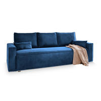 BETTSOFA ALATRI Blau Velours-Stoff mit Schlaffunktion - Blau, Textil (230/85/87cm) - MASSENO