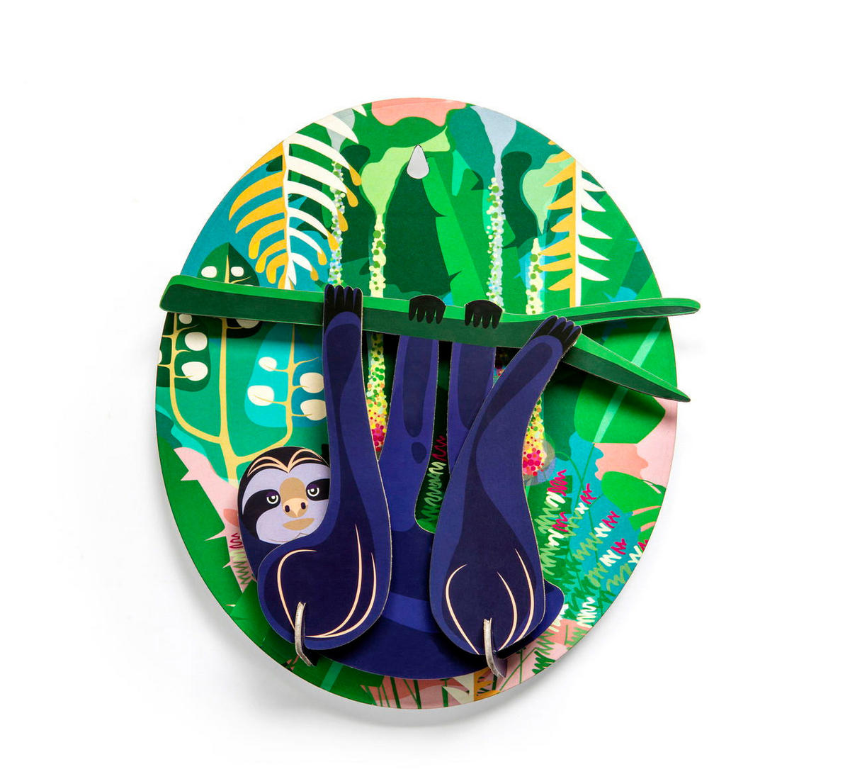 WANDDEKO Dschungel-Faultier 25/7 cm - Blau/Grün, Wellpappe (25/7/27cm) - KUNSTLOFT