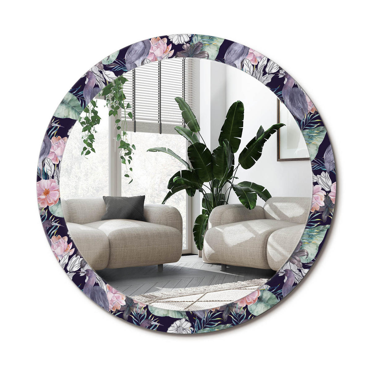 SPIEGEL Rund Ø 90 cm mit Aufdruck - Multicolor, Glas (90/90/0.4cm) - Wallfluent