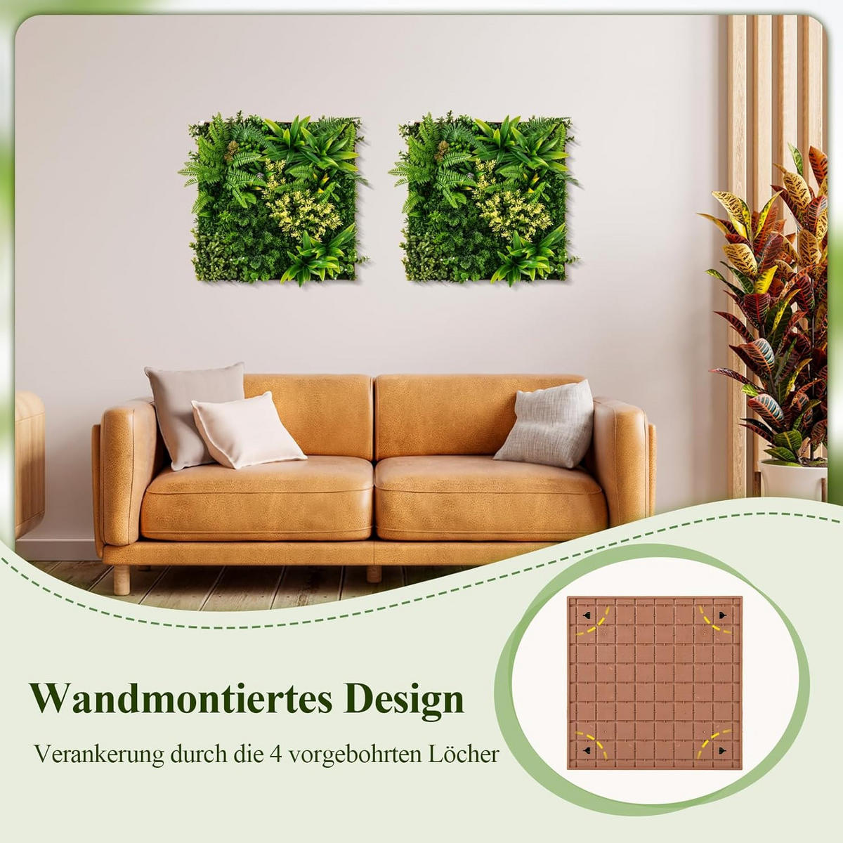 KUNSTPFLANZE Grün(2er-Set) - Grün, Kunststoff (8cm) - COSTWAY