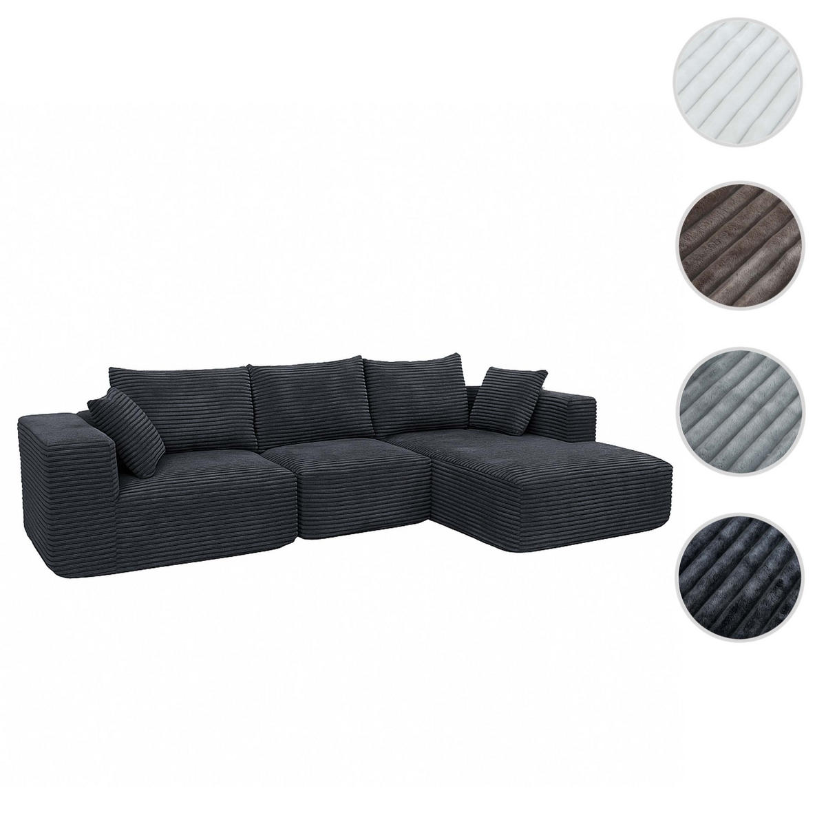 SOFA SET Tmavě šedá - tmavě šedá, textil (276/58/154cm) - MCW