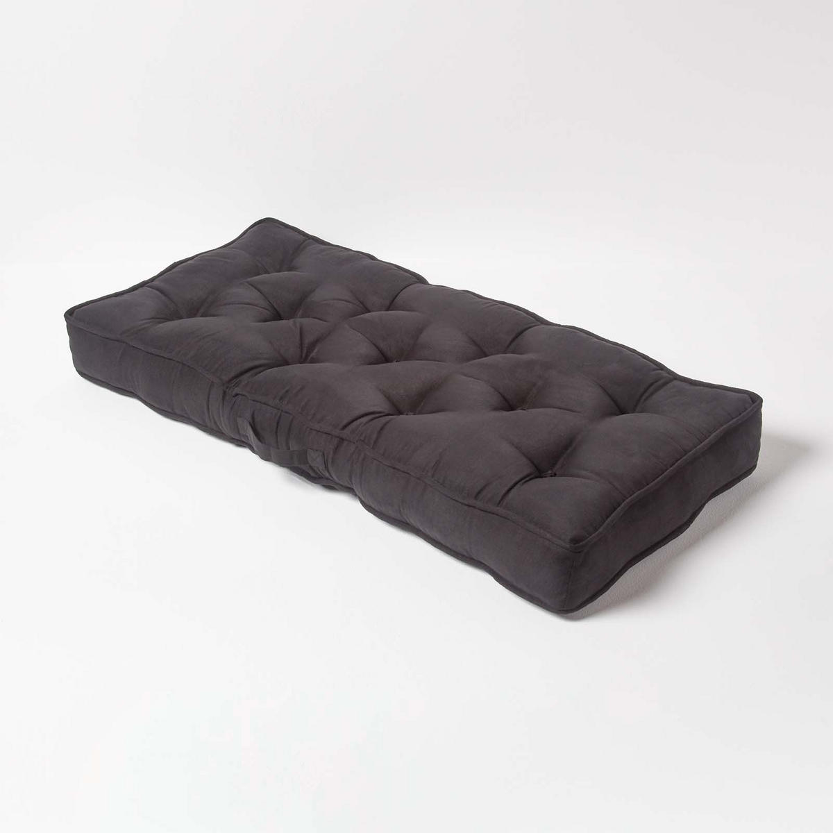 SITZAUFLAGE schwarz 100/48/10 cm – Sofa-Sitzkissen, Velours - Schwarz, Textil (48/100/10cm) - Homescapes