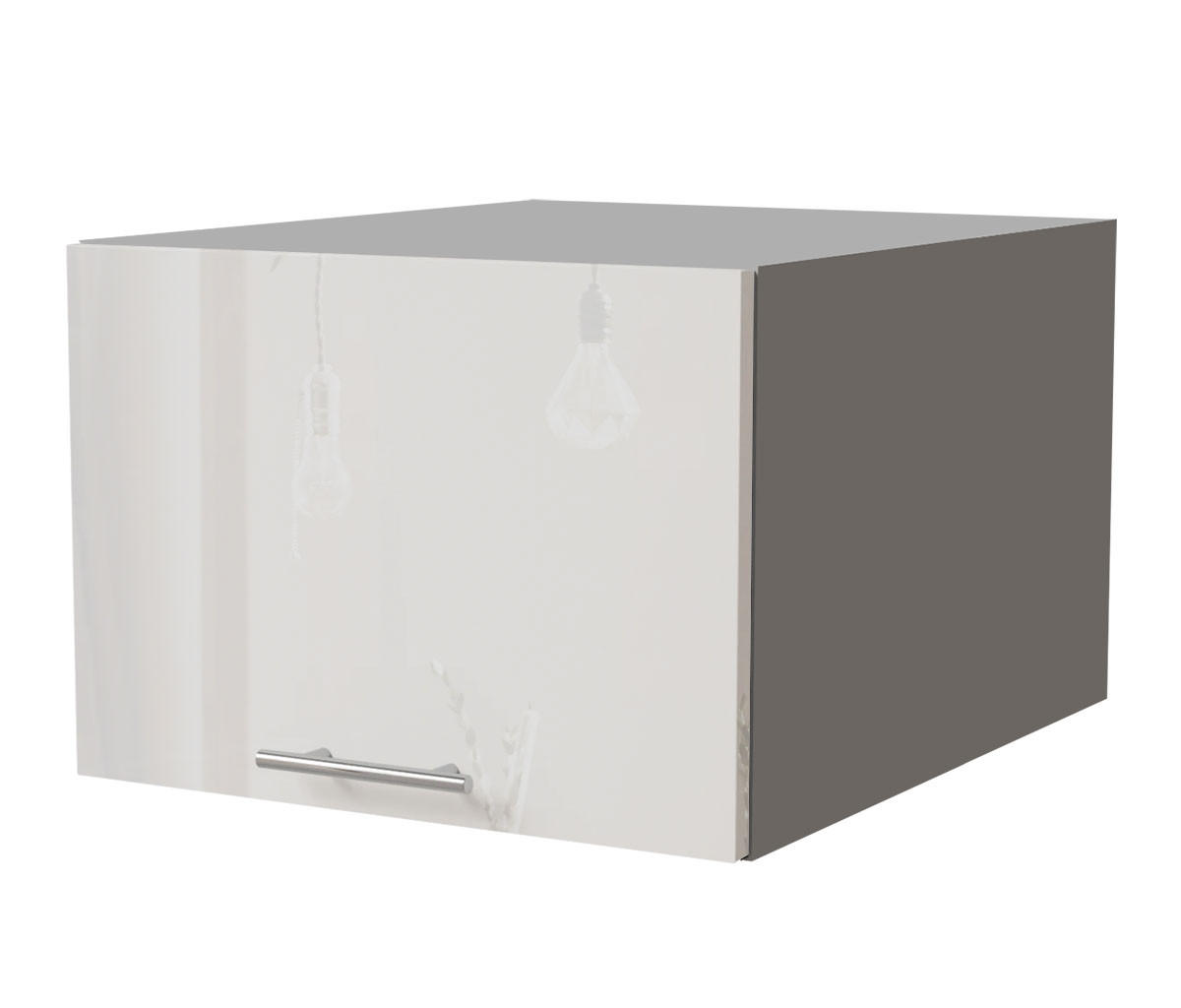 Feldmann-Wohnen Aufsatzschrank Weiß Hochglanz, Grau 50x36x59 cm