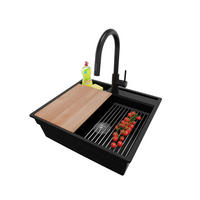 GRANITSPÜLE Oslo Pocket, 2-er set Schwarz 58/53 cm 1 Becken + Küchenarmatur 40/20 cm + Ablauf-Set + Küchenzubehörset ab 60er Unterschrank - Chromfarben/Beige, Kunststoff (58/20/53cm) - Primagran