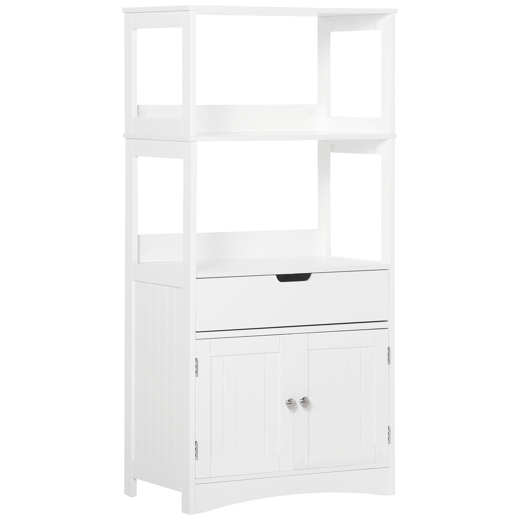 BADEZIMMERSCHRANK DE-17297 2 Türen, Schublade, 3 Regalböden Weiß - Weiß, Holzwerkstoff (33/122.5/60cm) - ComfortXL