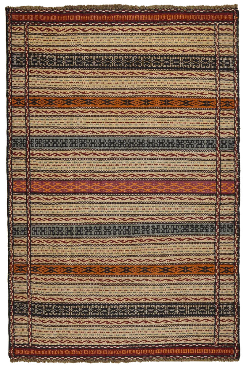 HANDWEBTEPPICH Kelim Kordi Mehrfarbig 150/100 cm Schurwolle - Multicolor, Textil (100/150cm) - Looma