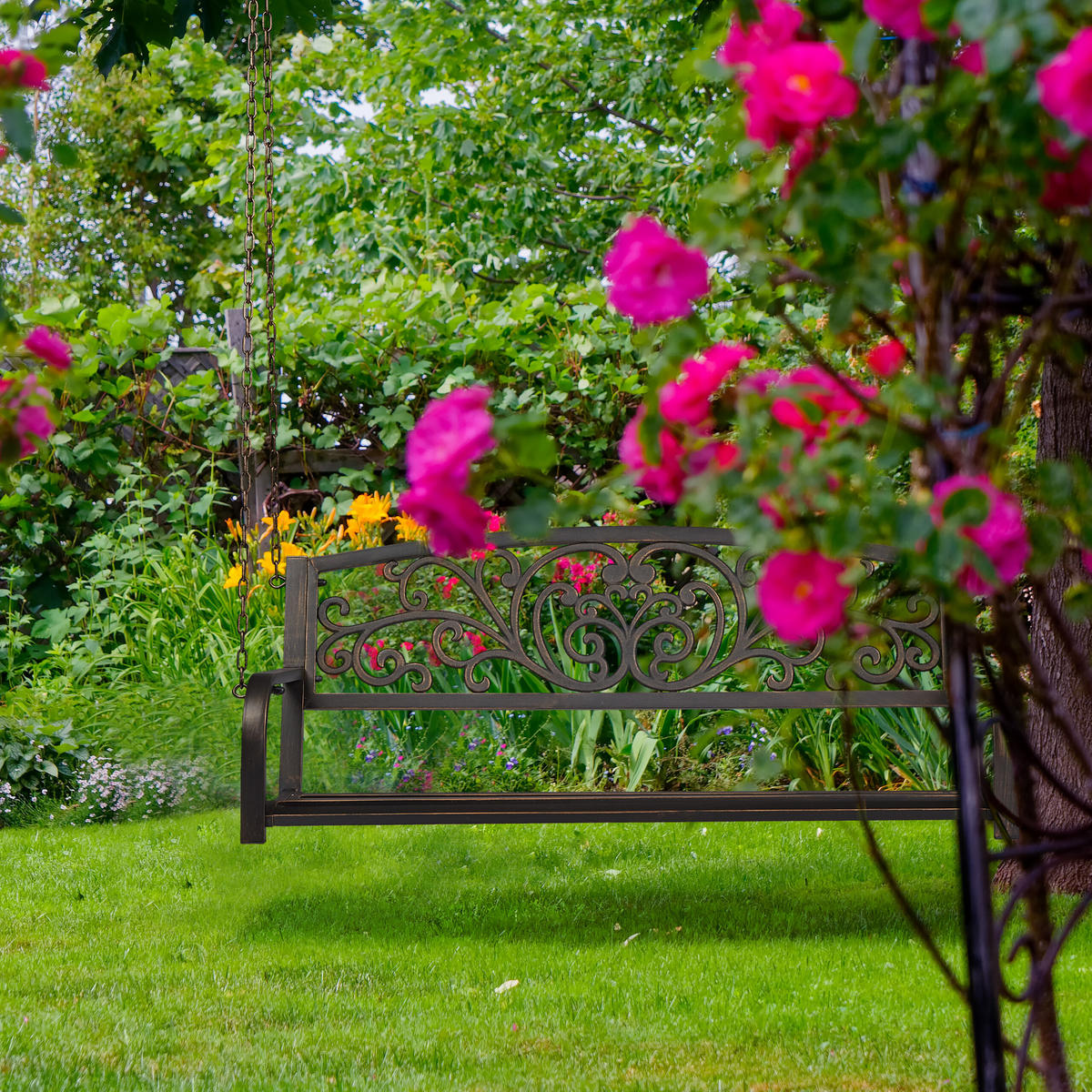 HÄNGEBANK - Weiß, Metall (133/190/55cm) - Relaxdays