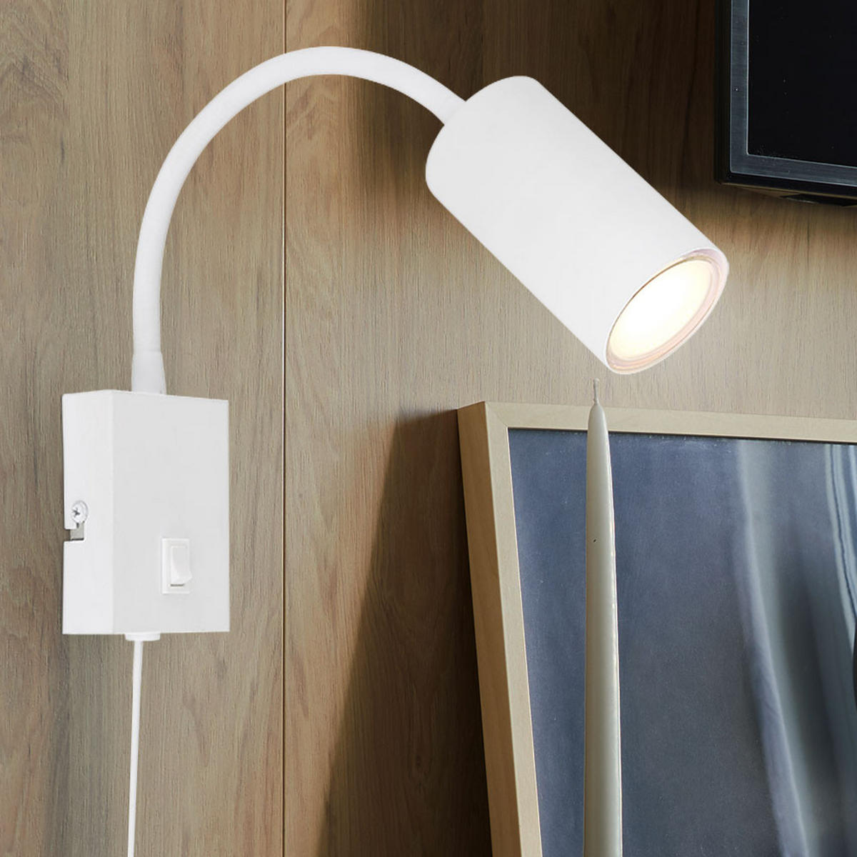 WANDELEUCHTE Flexibler Arm Weiß - Weiß, Metall (7/44/32cm) - Globo Lighting