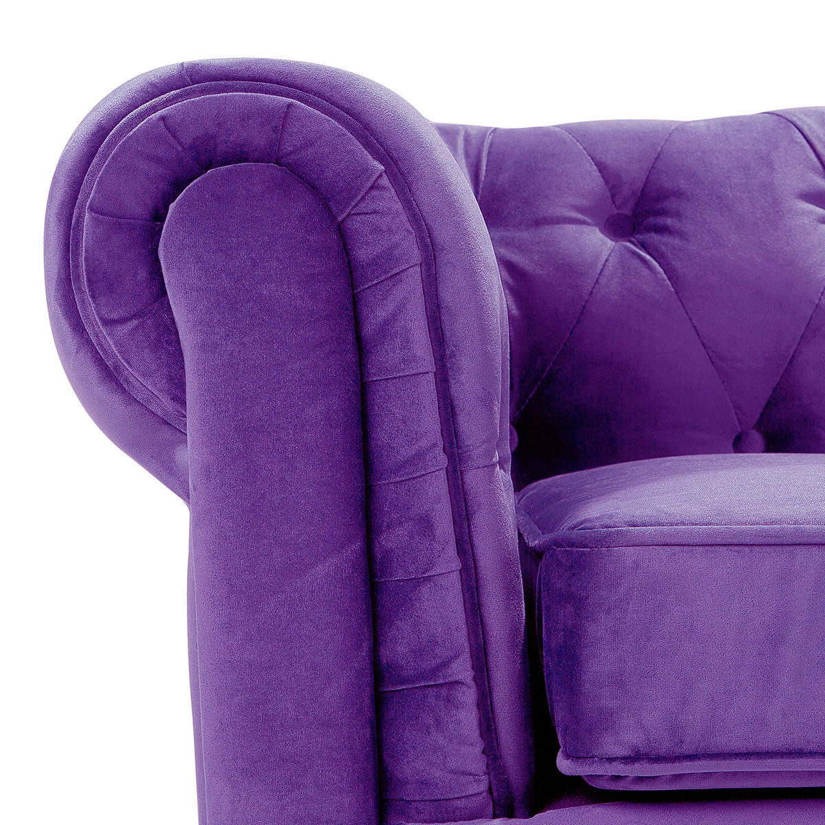 SESSEL Samtstoff violett Chesterfield - Dunkelbraun/Violett, Textil (110/70/75cm) - Beliani
