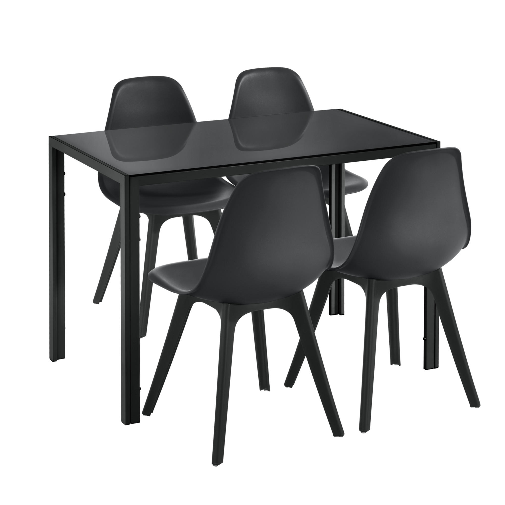 ESSGRUPPE Stathelle - Schwarz, Glas/Metall (105/75/60cm) - [en.casa]