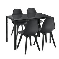 ESSGRUPPE Stathelle - Schwarz, Glas/Metall (105/75/60cm) - [en.casa]