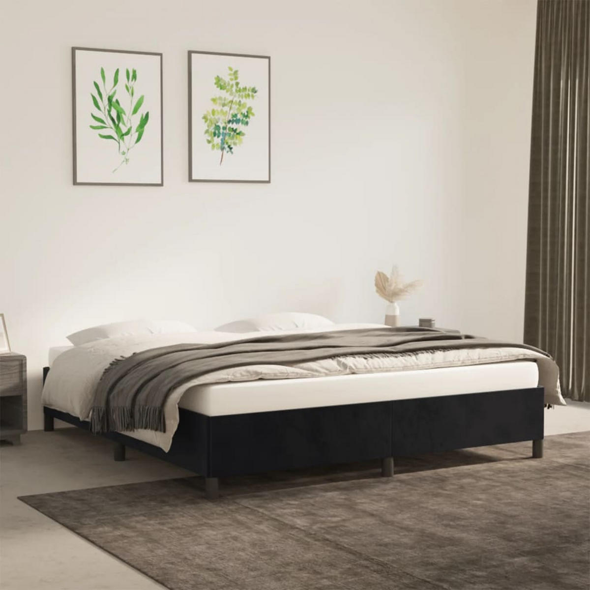 BETTGESTELL Ohne Matratze Schwarz 180/200 Cm Samt - Schwarz, Textil (180/200cm) - vidaXL