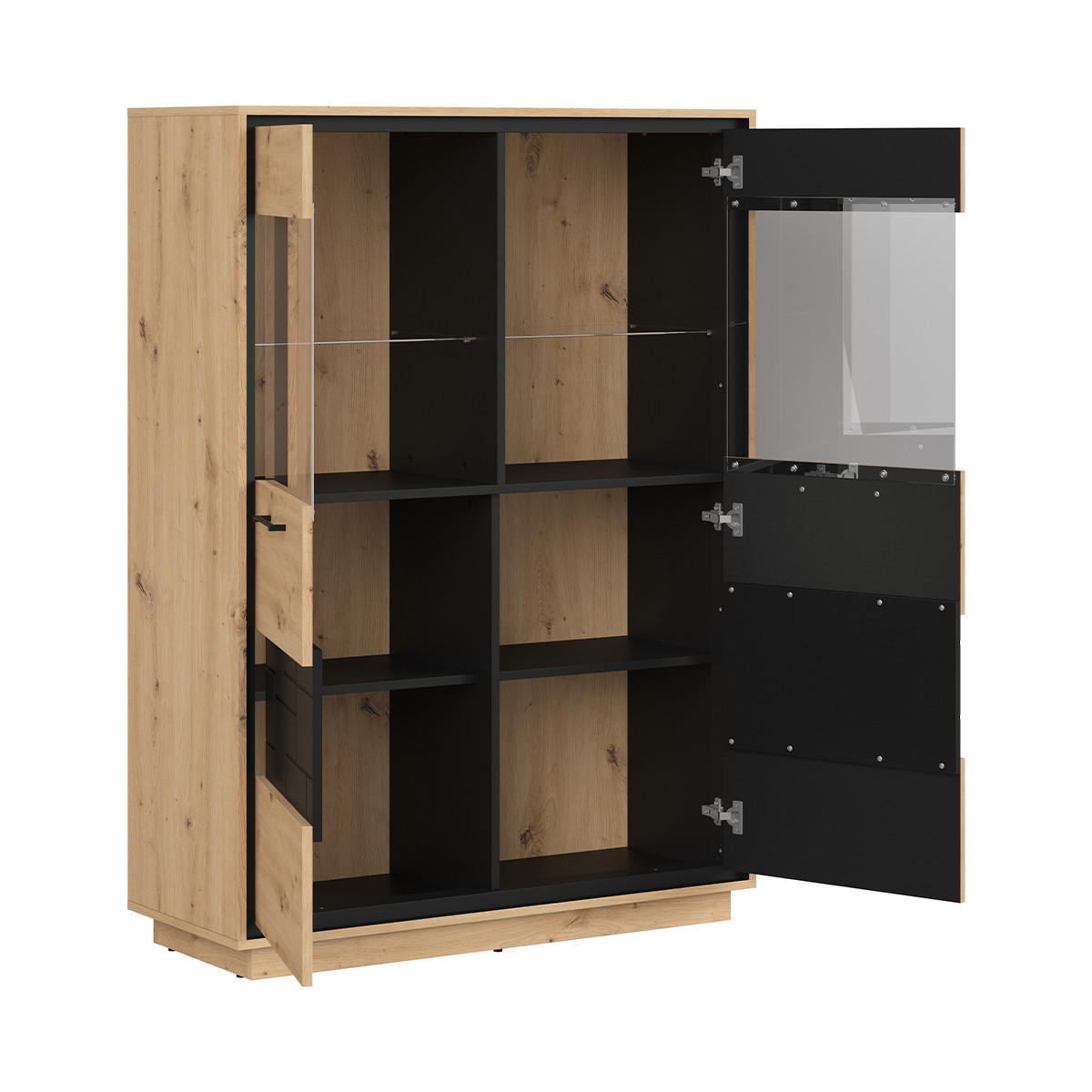 VITRÍNA Elijah Dřevo a černá - černá, kompozitní dřevo (109/150/42cm) - Petits-meubles