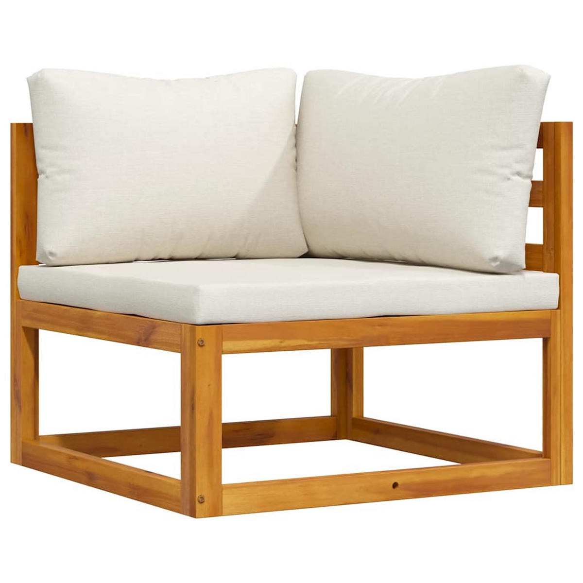 SOFA-SET 2-teilig Mit CremeWeißen Kissen Akazie Massivholz - Creme/Braun, Holz/Textil (70/60/70cm) - vidaXL