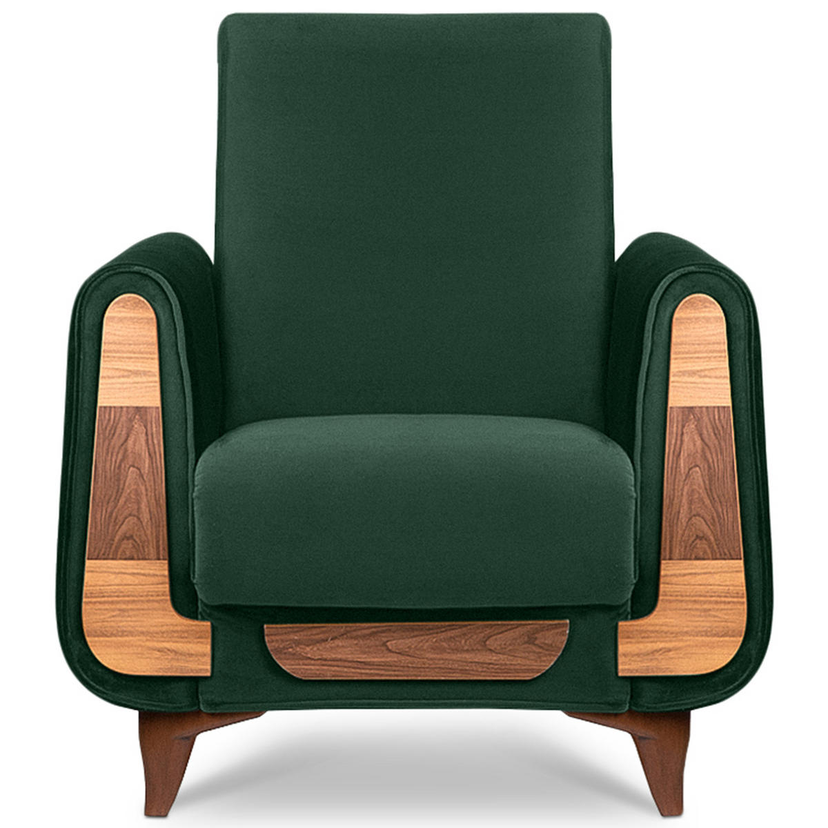 SESSEL GUSTAVO mit Armlehnen, dunkelgrün - Dunkelgrün/Braun, Holz/Holzwerkstoff (83/95/92cm) - KONSIMO®