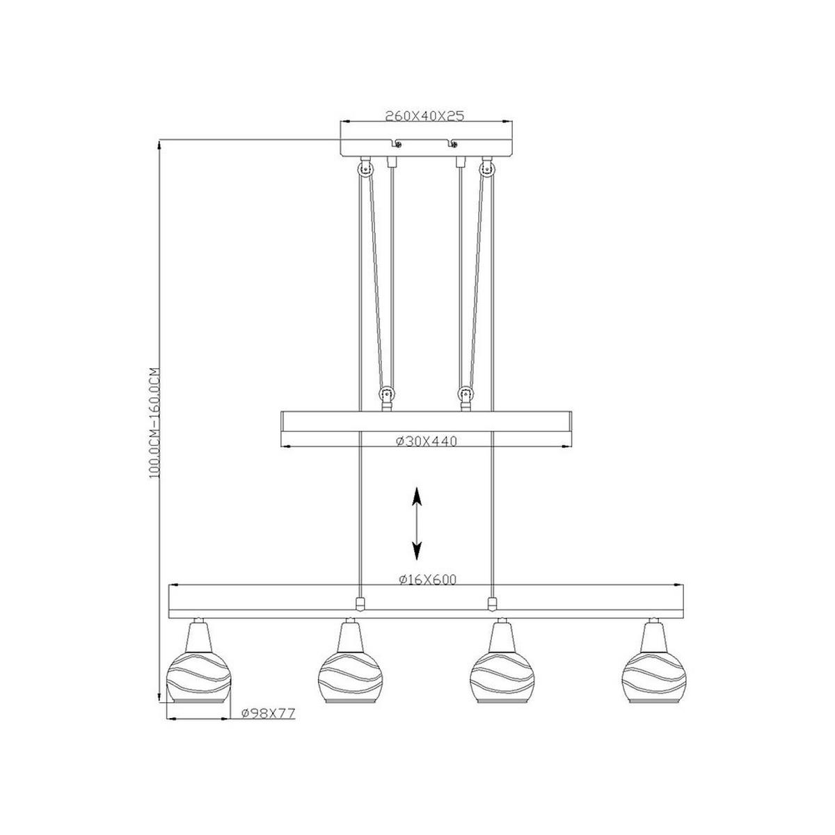 LED HÄNGELAMPE Metall Silber - Silberfarben, Glas (60/10/160cm) - Globo Lighting