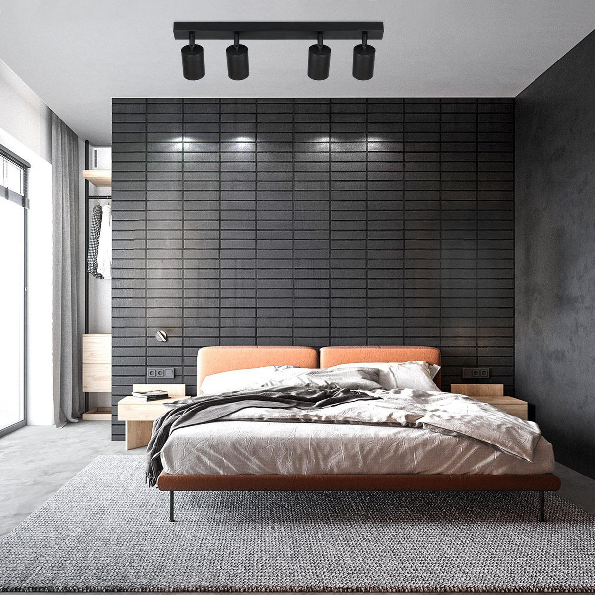 STRAHLER Apolda 4-flammig 53.5/5/14.4 cm - Schwarz, Metall (53.5/5/14.4cm) - Nettlife