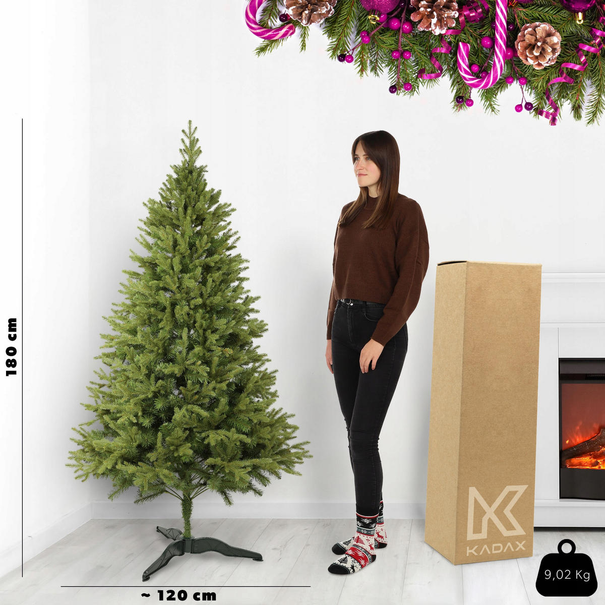 KADAX Künstlicher Weihnachtsbaum 180 cm Fichte Pe Premium Dense - Grün, Kunststoff (180cm) - KADAX