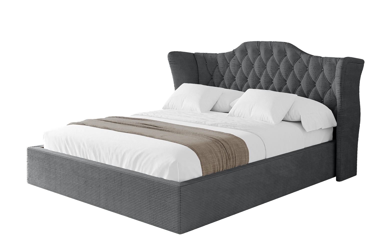 POLSTERBETT mit Bettkasten und Lattenrost, Boxbett ohne Matratze - ZORAN 180x200 Dunkelgrau - Anthrazit, Holzwerkstoff/Textil (180/200cm) - ALTDECOR