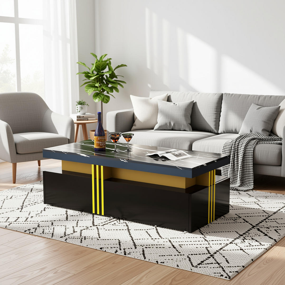 COUCHTISCH Schwarz 100/50/40CM - Schwarz, Holzwerkstoff/Metall (100/50/40cm) - Urban Meuble