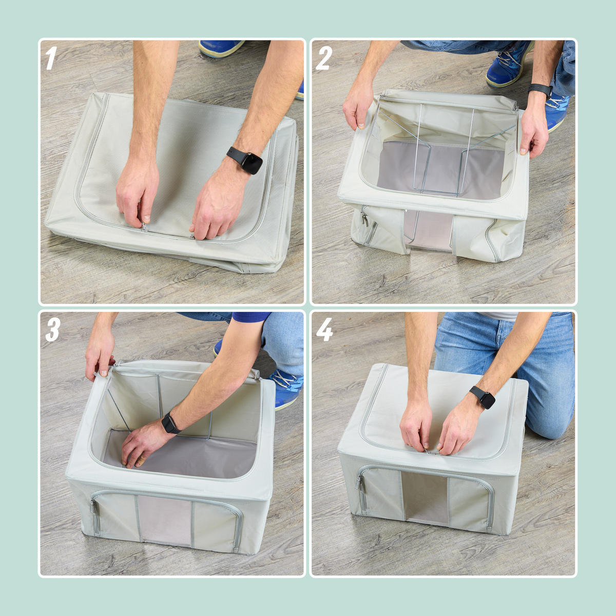 SÚPRAVA na uskladnenie - sivá, kov/textil - Relaxdays