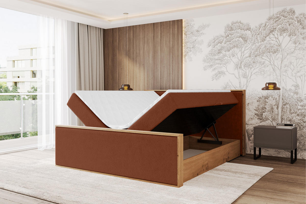 BOXBETT LOLLI9 -Z 160x200 - H4 Rot - Rot, Holzwerkstoff (160/200cm) - ALTDECOR