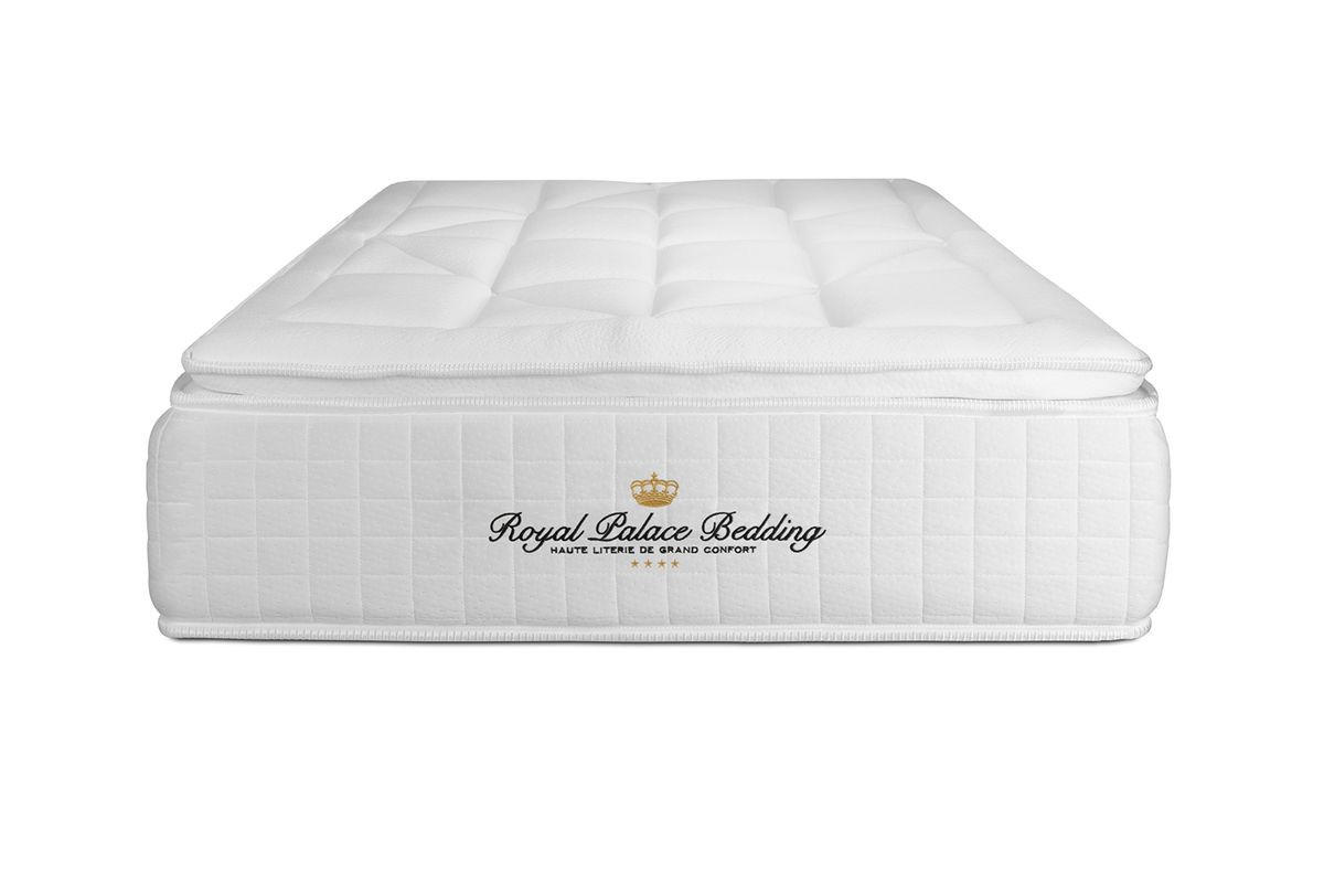 BETT George V Taschenfederkern und Memory-Schaum 90 x 200 cm h1 - Kit Bettgestell Schwarz - Beige/Schwarz, Karton/Holz (90/200cm) - ROYAL PALACE BEDDING